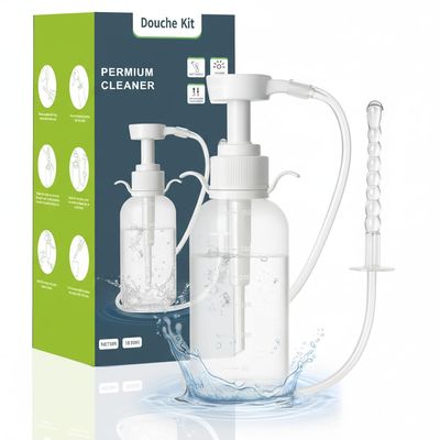 330ml Enema Kit Douches for Men - Anti Back-Flow Design with Handle & 1 Nozzle Tips, Portable Rinse Bottle for Women