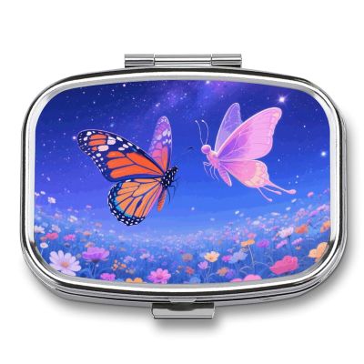 Black and Gold Marble Pill Box 2 Compartment Small Pill Case,Portable for Pocket Or Purse Pills Organizer Mini Pills Container Holder to Hold Vitamins, Medication, Fish Oil and Supplements