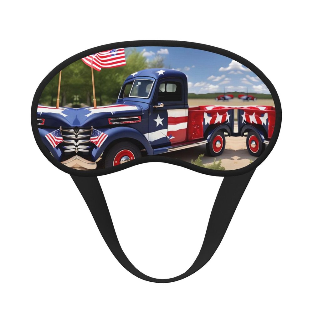 4th of July Patriotic Trucks Sleep Mask for Side Sleepers: Blackout Eye Masks for Sleeping - Soft Breathable Soft Eye Shade Cover for Travel - Adjustable Night Blindfold for Men Women Gifts