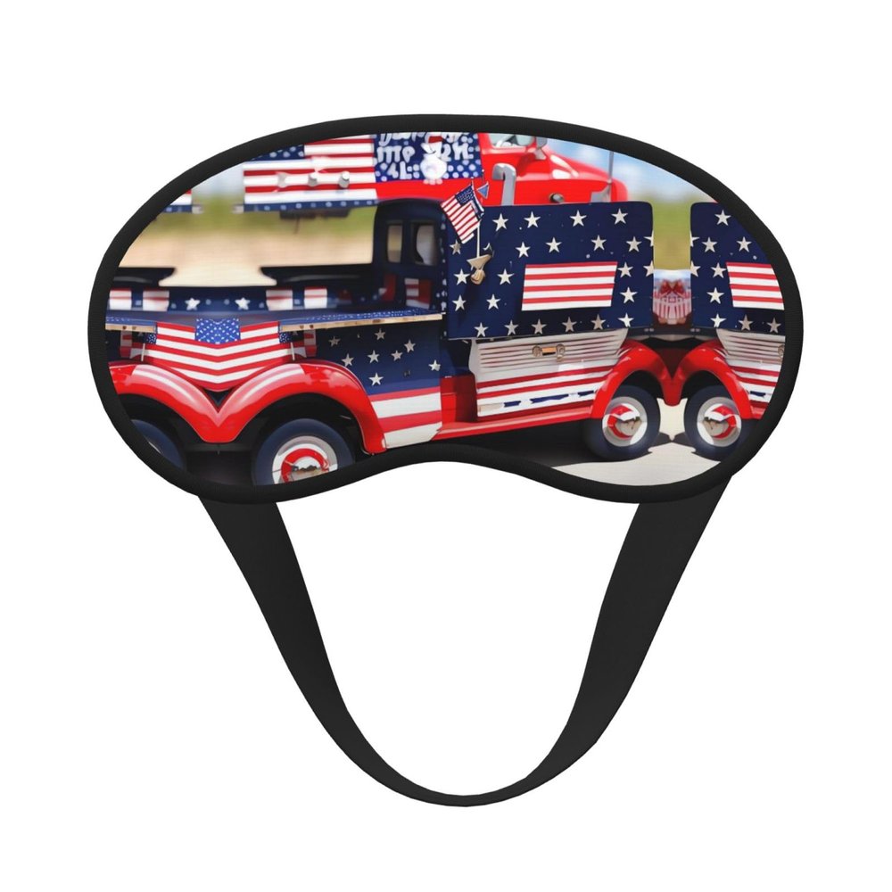 4th of July Patriotic Truck Sleep Mask for Side Sleepers: Blackout Eye Masks for Sleeping - Soft Breathable Soft Eye Shade Cover for Travel - Adjustable Night Blindfold for Men Women Gifts