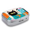 Retro Cat Illustration Pill Box 2 Compartment Small Pill Case,Portable for Pocket Or Purse Pills Organizer Mini Pills Container Holder to Hold Vitamins, Medication, Fish Oil and Supplements view 3
