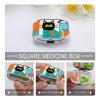 Retro Cat Illustration Pill Box 2 Compartment Small Pill Case,Portable for Pocket Or Purse Pills Organizer Mini Pills Container Holder to Hold Vitamins, Medication, Fish Oil and Supplements view 4