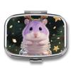 Christmas Hamster Pill Box 2 Compartment Small Pill Case,Portable for Pocket Or Purse Pills Organizer Mini Pills Container Holder to Hold Vitamins, Medication, Fish Oil and Supplements view 1