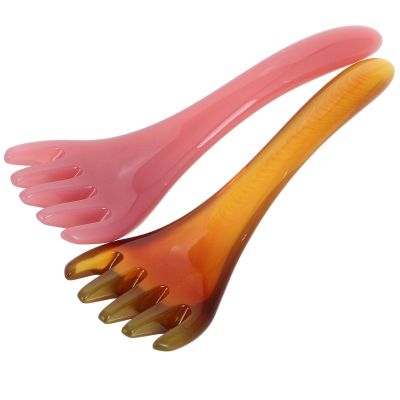 HOMSFOU 2pcs Head Massager Scalp Scraper Comb Gua Sha Tool for Headache Relief and Scalp Massage, Resin Multi-Functional Hair Scratcher for Men and Women, Portable Relaxation Spa Equipment