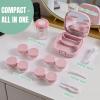 DEWSENSI Contact Lens Case with Cleaner Washer, Applicator Tool & 3 Extra Soaking Cases, Portable Travel Size for Daily Vision Care & Outdoor Use, Pink view 2