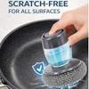 2026 New Comfort Grip Soap Dispensing Kitchen Scrub Includes 6 Replacement Brush Heads, Press-Type Pot Cleaning Brush that Does Not Damage The Pot, for Cleaning Dishes, Pots, (Set B) view 3
