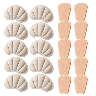 10 Pairs Tongue Pads for Shoes, Shoe Tongue Pads, Felt and Foam Cushion Inserts with Heel Grips, Prevent Slippage in Oversized Dress Shoes and Boots, Enhance Comfort in Various Shoe Types