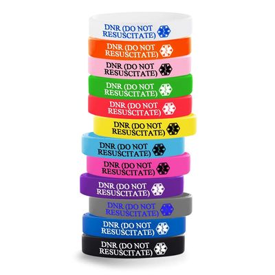 12 Pack-Dn r(Do Not Resuscitate)-Medical Alert Silicone Bracelets - 12 Pack Waterproof Wristbands for Men Women Kids, Personalized Emergency ID Bracelets with Contact Info, Durable(7.1 Inch)