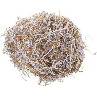 ARTIBETTER Gold and Silver Raffia Paper Shred Filler for Box Packaging, 100g Pack, Single-sided Metallic Wrapping Paper Shreds for Basket Filling and Wrapping Supplies