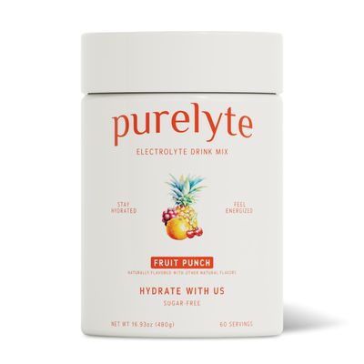 PURELYTE Electrolyte Powder Drink Mix Sugar-Free, Naturally Flavored Hydration Powder with 5 Key Electrolytes & Trace Minerals Keto, Vegan & Gluten-Free, 60 Servings, Fruit Punch