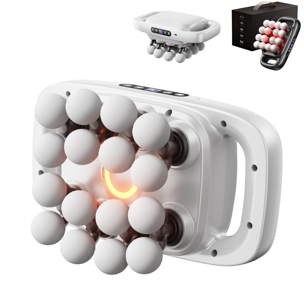 16-Head deep Tissue Massager, 2026 Upgraded Version, Portable 16-Head Massage Gun Set, 30 Intensity Levels and 3 Smart Modes, Suitable for Neck, Shoulders, Upper arms, and Buttocks(White)