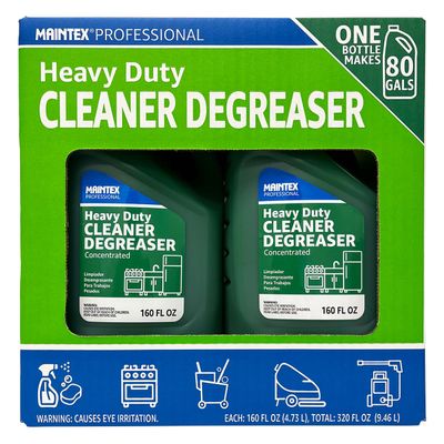 Maintex Professional Heavy Duty Cleaner & Degreaser, Concentrated Formula - 160 fl oz, 2 Pack (2.5 Gallons Total) - Industrial Strength Multi-Surface Cleaner