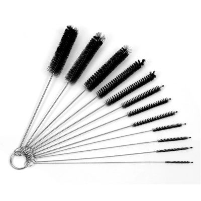 12 Pcs Reusable Nylon Straw Cleaner Brushes with Keyring - Multi-Size Set for Stainless Steel Straws & Bottles