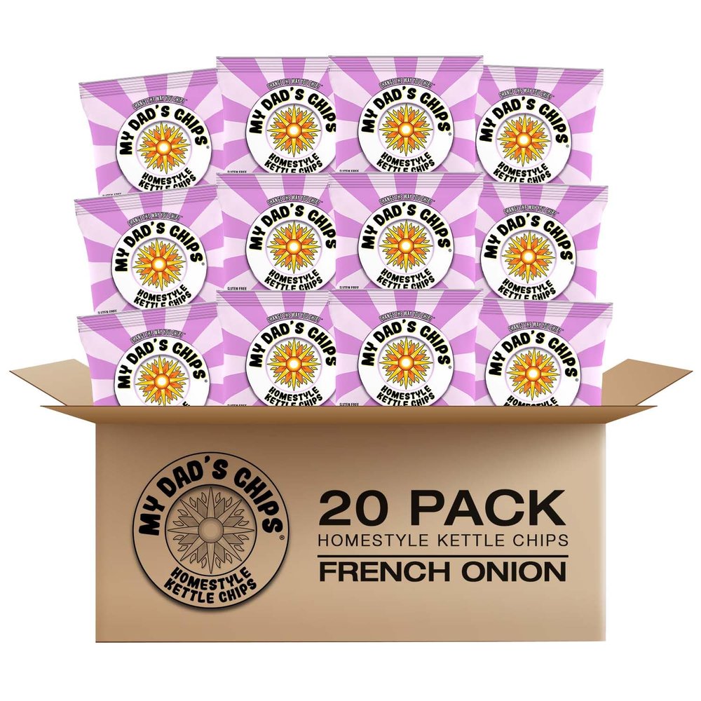 My Dad's Chips - French Onion Potato Chips - 20 Packs 2 oz Each