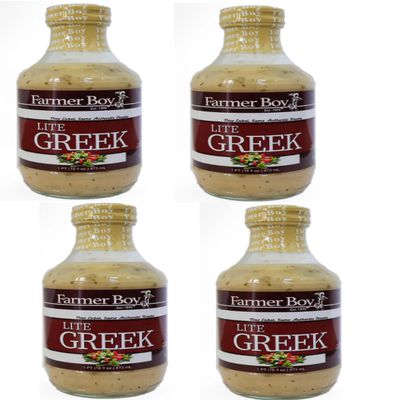 Farmer Boy Lite Greek Dressing, Low Fat, Gluten Free, All Natural, No MSG, Great for Marinating, 16 fl oz Bottles, 4 Bottles