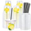 ZCCLINN Lemonade Stand Plastic Cups with Lids and Straws - 100 Pack 9oz Lemon Bar Party Disposable Cup Bulk Supplies for Kids, Yellow Clear To Go Drinking for Holiday Summer Juice Cold Water Drink view 1