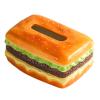 Tissue Box Hamburger Tissue Box Realistic Shaped Ceramic Home Decor Fun Fortune Burger Novel Boxes Room Decor Holder(Square) view 1
