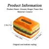 Tissue Box Hamburger Tissue Box Realistic Shaped Ceramic Home Decor Fun Fortune Burger Novel Boxes Room Decor Holder(Square) view 2