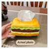 Tissue Box Hamburger Tissue Box Realistic Shaped Ceramic Home Decor Fun Fortune Burger Novel Boxes Room Decor Holder(Square) view 3