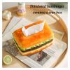 Tissue Box Hamburger Tissue Box Realistic Shaped Ceramic Home Decor Fun Fortune Burger Novel Boxes Room Decor Holder(Square) view 4