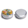 Mustard Yellow Pattern Pill Box 3 Compartment Small, Personalized Pill Organizer with Mirror, Portable Pill Case for Pocket Or Purse, Round Pill Containe Travel Gifts, Pill Holder view 3