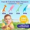 240 Count Kids Flossers,Fun Floss Sticks Fluoride & PFA Free Toothpick Flossing Sticks,4 Cute Animal-Shaped Dental Floss Picks for Kids,Non Toxic Floss with Anti-Slip Handle view 2