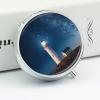 Lighthouse Under Starry Night Pill Box 3 Compartment Small, Personalized Pill Organizer with Mirror, Portable Pill Case for Pocket Or Purse, Round Pill Containe Travel Gifts, Pill Holder view 4
