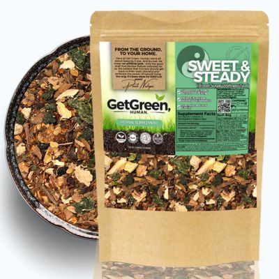 Sweet & Steady Organic Herbal Tea with Cinnamon, Rooibos & Mulberry Leaf | Daily Balance & Vitality Loose Leaf Tea 2 oz (57 g) | Caffeine-Free, Vegan, No Artificial Flavors | Get Green, Human