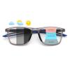 FEISEDY Photochromic Progressive Multifocal Reading Glasses Blue Light Blocking Near-Far Dual Use Sports Square Frame B0397 Grey, 4.0x view 1