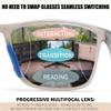 FEISEDY Photochromic Progressive Multifocal Reading Glasses Blue Light Blocking Near-Far Dual Use Sports Square Frame B0397 Grey, 4.0x view 2