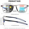 FEISEDY Photochromic Progressive Multifocal Reading Glasses Blue Light Blocking Near-Far Dual Use Sports Square Frame B0397 Grey, 4.0x view 4