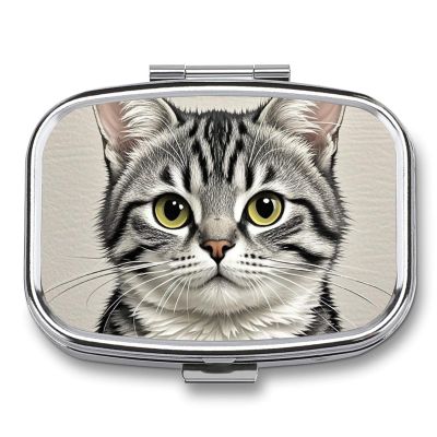 Pencil Style Cat Pill Case Travel Portable Pocket Pill Box 2 Compartment Medicine Case Large Capacity Daily Pill Cases Vitamin Organizer Medicine Organizer Small Pill Box