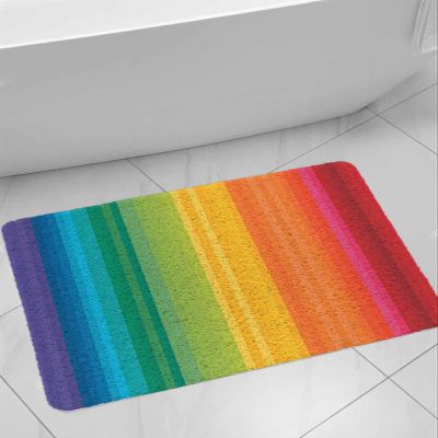 Colors Striped Shower Mat Non Slip Bathtub Mat Rainbows Gradients Yellow Red Abstract Bath Mat Soft Loofah Shower Mats for Shower Tub Bathroom Quick Drying Foot Mat, 24x32 Inch