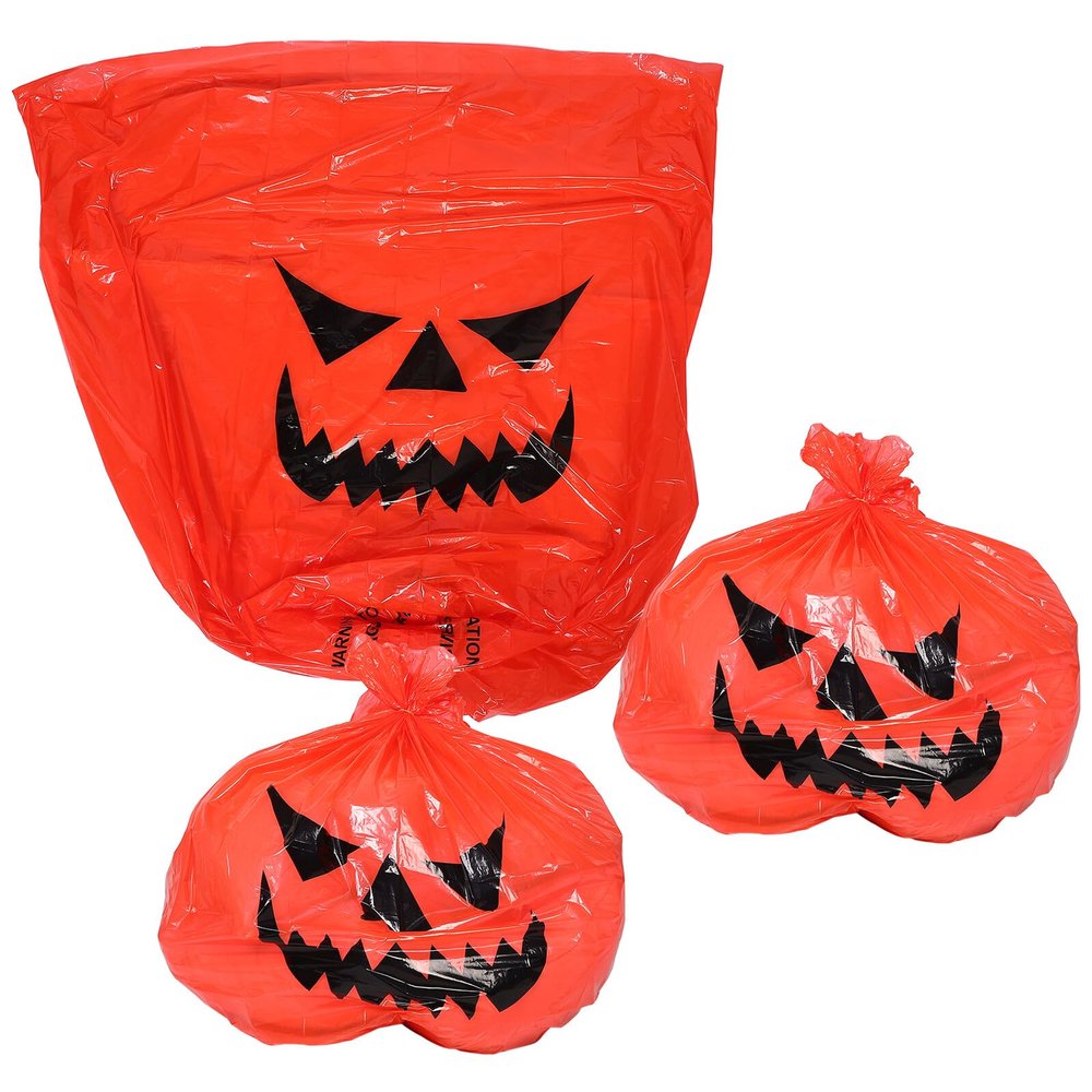 Abaodam 3pcs Pumpkin Halloween Garden Waste Bags Large Capacity Leaf Collector Yard Trash Bags for Outdoor Lawn Cleanup and Leaf Disposal