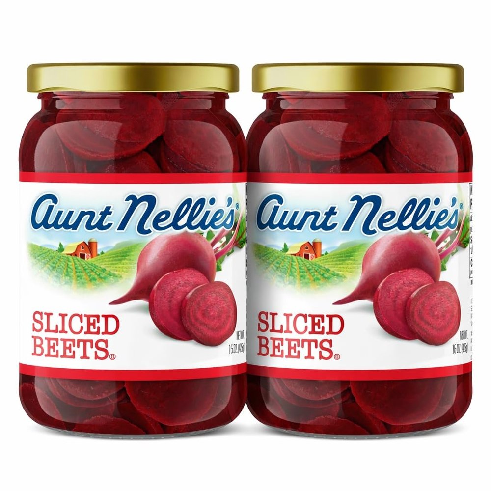 Aunt Nellies Sliced Beets Artisanal Sweet Tangy Crunchy Side Dish Pantry Staple (15oz, 2-Pack)