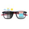 FEISEDY Photochromic Progressive Multifocal Reading Glasses Blue Light Blocking Near-Far Dual Use Sports Square Frame B0397 Deep Blue, 2.0x view 1