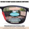 FEISEDY Photochromic Progressive Multifocal Reading Glasses Blue Light Blocking Near-Far Dual Use Sports Square Frame B0397 Deep Blue, 2.0x view 2