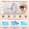 FEISEDY Photochromic Progressive Multifocal Reading Glasses Blue Light Blocking Near-Far Dual Use Sports Square Frame B0397 Deep Blue, 2.0x view 3