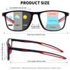 FEISEDY Photochromic Progressive Multifocal Reading Glasses Blue Light Blocking Near-Far Dual Use Sports Square Frame B0397 Deep Blue, 2.0x view 4