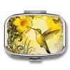 Hummingbird Allamanda Flower Pill Box 2 Compartment Small Pill Case,Portable for Pocket Or Purse Pills Organizer Mini Pills Container Holder to Hold Vitamins, Medication, Fish Oil and Supplements view 1