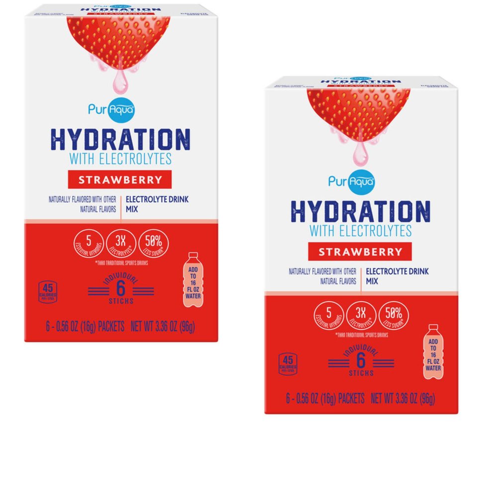 2-Pack Strawberry Hydration with Electrolytes Refreshing & Replenishing Drink Mix 6 Per Box, 12 Count Total