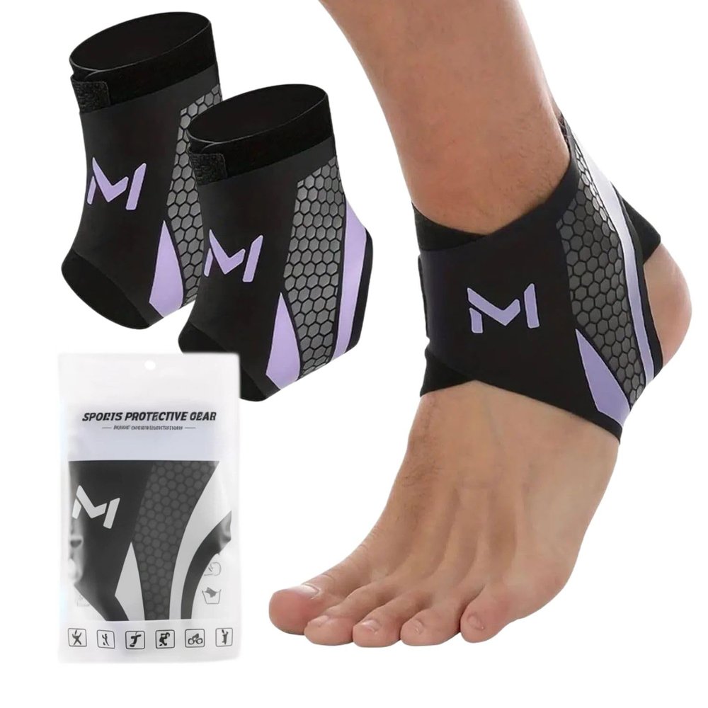 2 PCS Ankle Support for Women & Men, Adjustable Ankle Wrap for Extra Stability, Compression Ankle Sleeve Support for Running, Basketball, Volleyball, Breathable Ankle Brace for Daily Training (Purple)