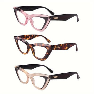 DONGDI Women Cat Eye Reading Glasses Fashion Presbyopic Eyewear Computer Blue Light readers Comfort Spring Hinge cheater (C1-C3, 3.50, Diopters)