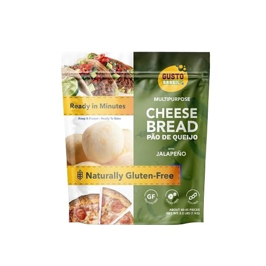 Gusto Brazil Gluten Free Jalapeno Cheese Bread Rolls, 2225g, 4045 Rolls Per Bag 8 Per Case