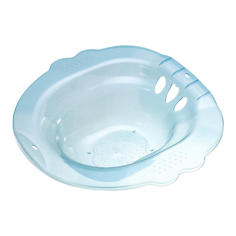 Sitz Bath for Toilet Seat - Portable Bidet Basin with Hanging Hole & Wider Seating Area for Postpartum & Hemorrhoid Relief- Blue