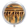 Women in Ancient Egypt Pill Box 3 Compartment Small, Personalized Pill Organizer with Mirror, Portable Pill Case for Pocket Or Purse, Round Pill Containe Travel Gifts, Pill Holder view 1