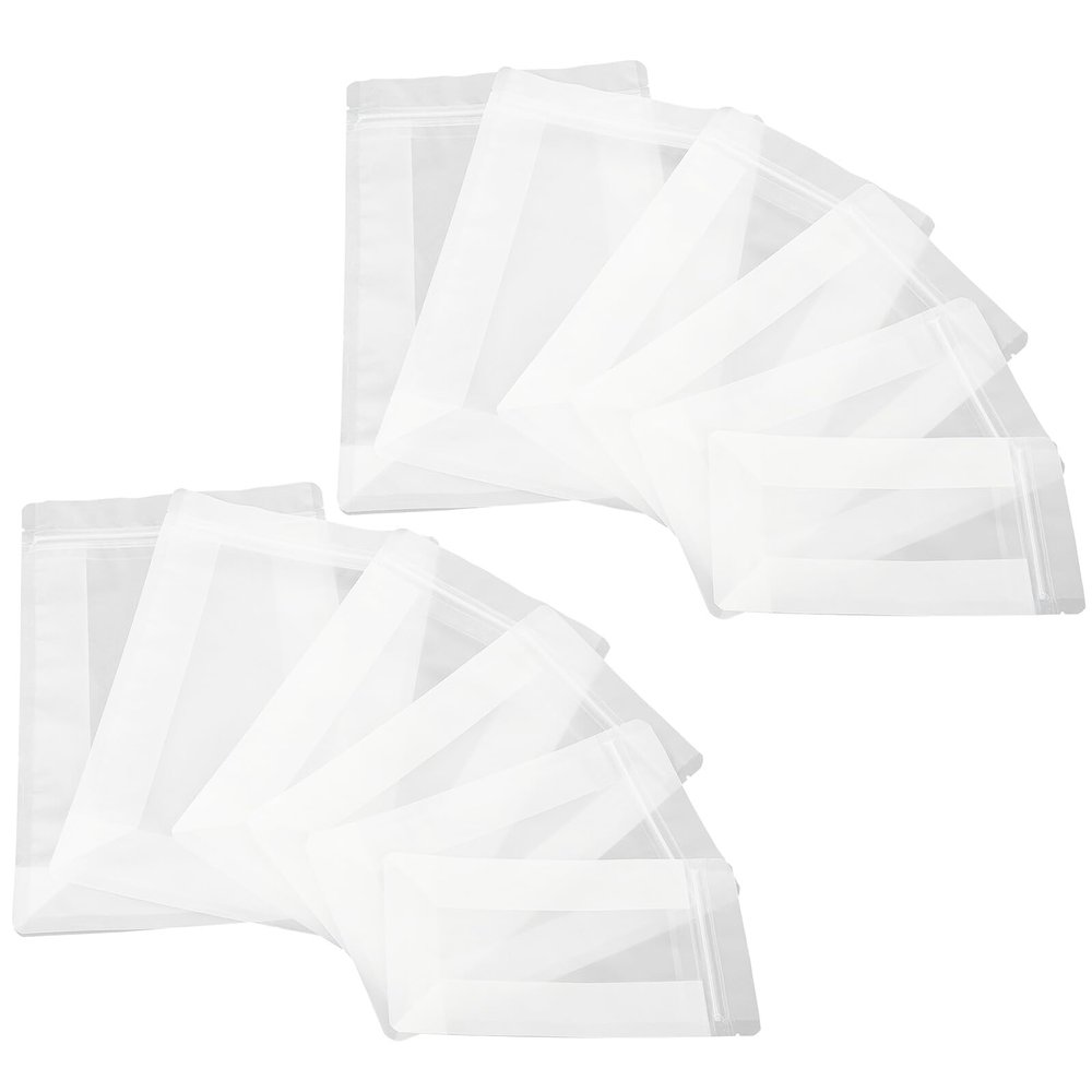 CLISPEED 12pcs Semi- Frosted Stand- Packaging Bags with Zipper Seal, 6 Sizes X 2pcs, Convenient Snack and Bakery Food Storage Bags for Takeout and Household Use