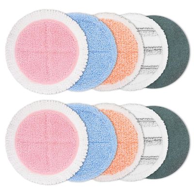 10 Pack Electric Mop Pads, 6.3/6 Inch Spin Power Mop Replacement Pads for bissell/alfabot/vmai/teko/eous/vm6/devoac/kactor/redkey/gobot/devoac/shark- Round Spinwave Spin Mop Pads for Floor Cleaning