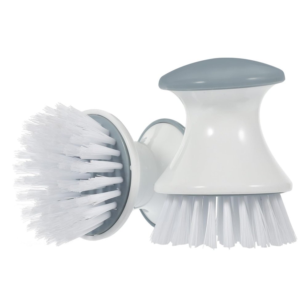 BESPORTBLE 2pcs Kitchen Dish Washing Brush with Handle, Round Head Palm Scrub Brush, Oil-Resistant Plastic Bristles for Pot and Pan Cleaning, Home Kitchen Scrubber Tools