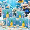 Wood Homing 24PCS Ocean Pineapple PVC Clear Gift Bag with Handle, Blue Ocean Reusable Plastic Party Favor Bags for Kids, Summer Undersea Themed Treat Goodie Bags Baby Shower Birthday Party Supplies view 3
